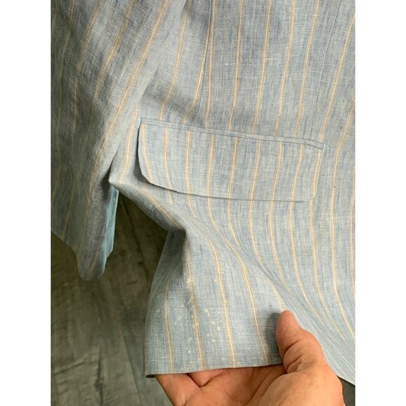 Mens Rizzoli Size 44R Linen Blue Stripe Blazer 3 Button Double Vent Italy REE105 - Picture 15 of 15